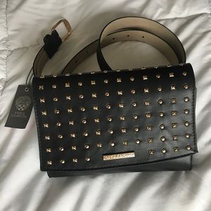 Vince Camuto Black Studded Belt Bag